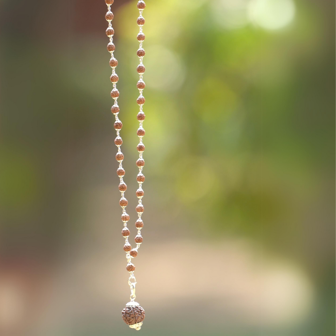 7 Mukhi Nepal Rudraksha Mala in Pure Silver (Certified)