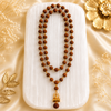 Original 5 Mukhi Rudraksha Mala with Brass Capping and Trishul Damru Pendent (Certified)