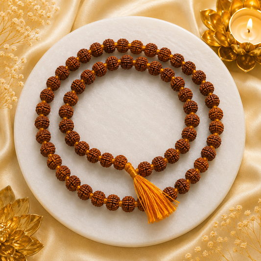 Authentic 5 Mukhi (Five-faced) Rudraksha Mala (Certified)