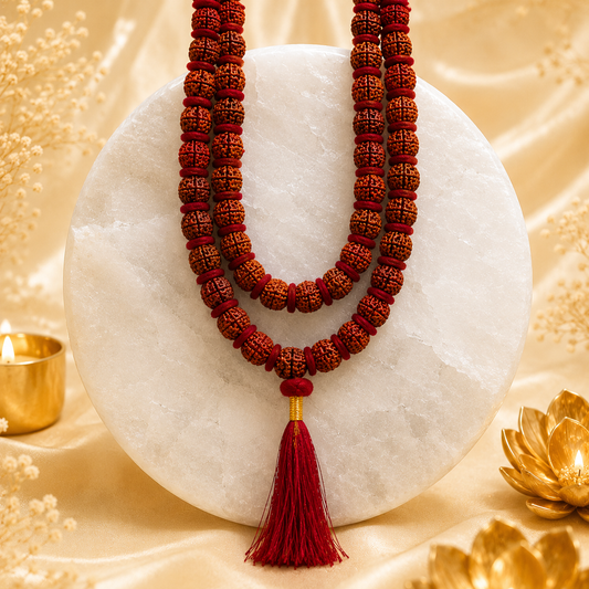 5 Mukhi Natural Rudraksh Kantha Mala (Certified)
