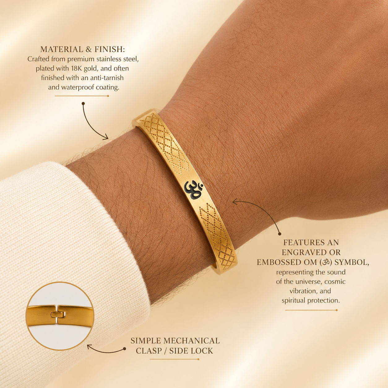 The Resilience Cuff 22k Gold Plated - Om 1