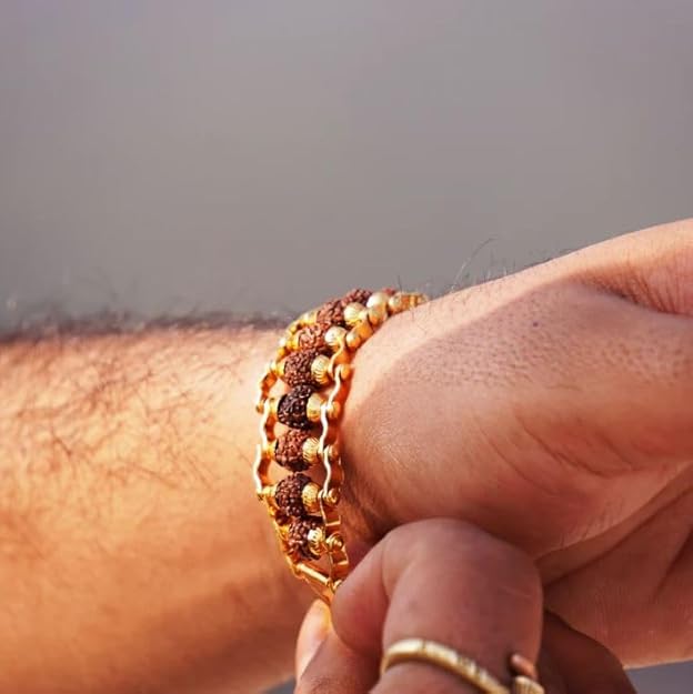 5-MUKHI RUDRAKSHA BRACELET WITH METAL CAPPING