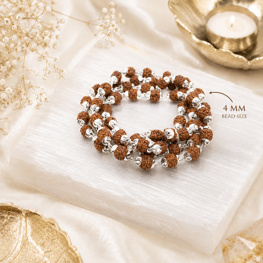 Pure Silver Rudraksha Mala (Certified)