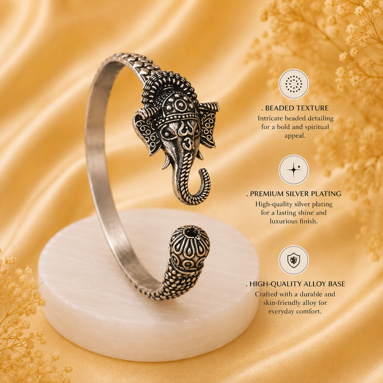 Ganpati Trident Kada โ Wisdom, Power & Protection - (๐๐ฎ๐ฒ๐ ๐๐๐ญ๐ ๐
๐ซ๐๐)