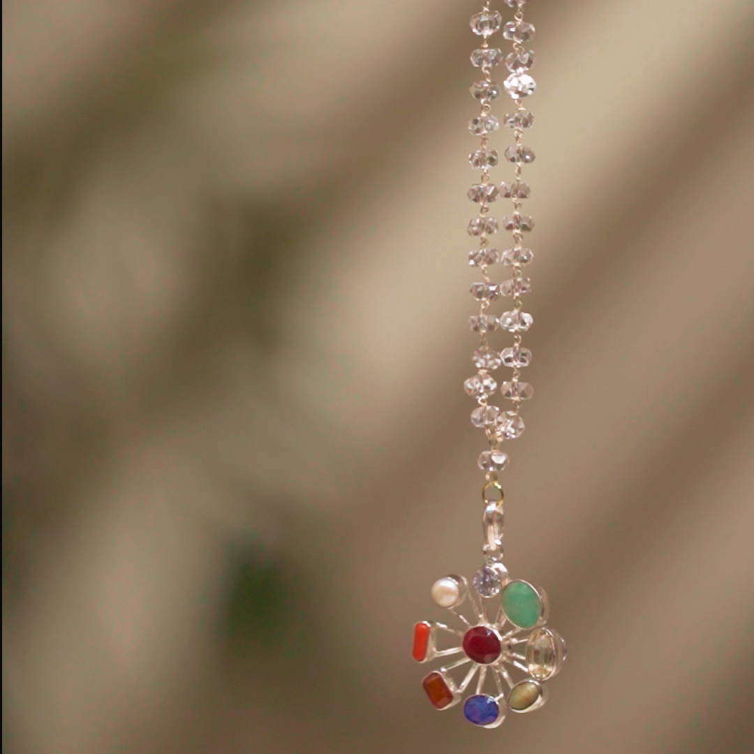 Navratan Locket In Pure Silver (Certified)