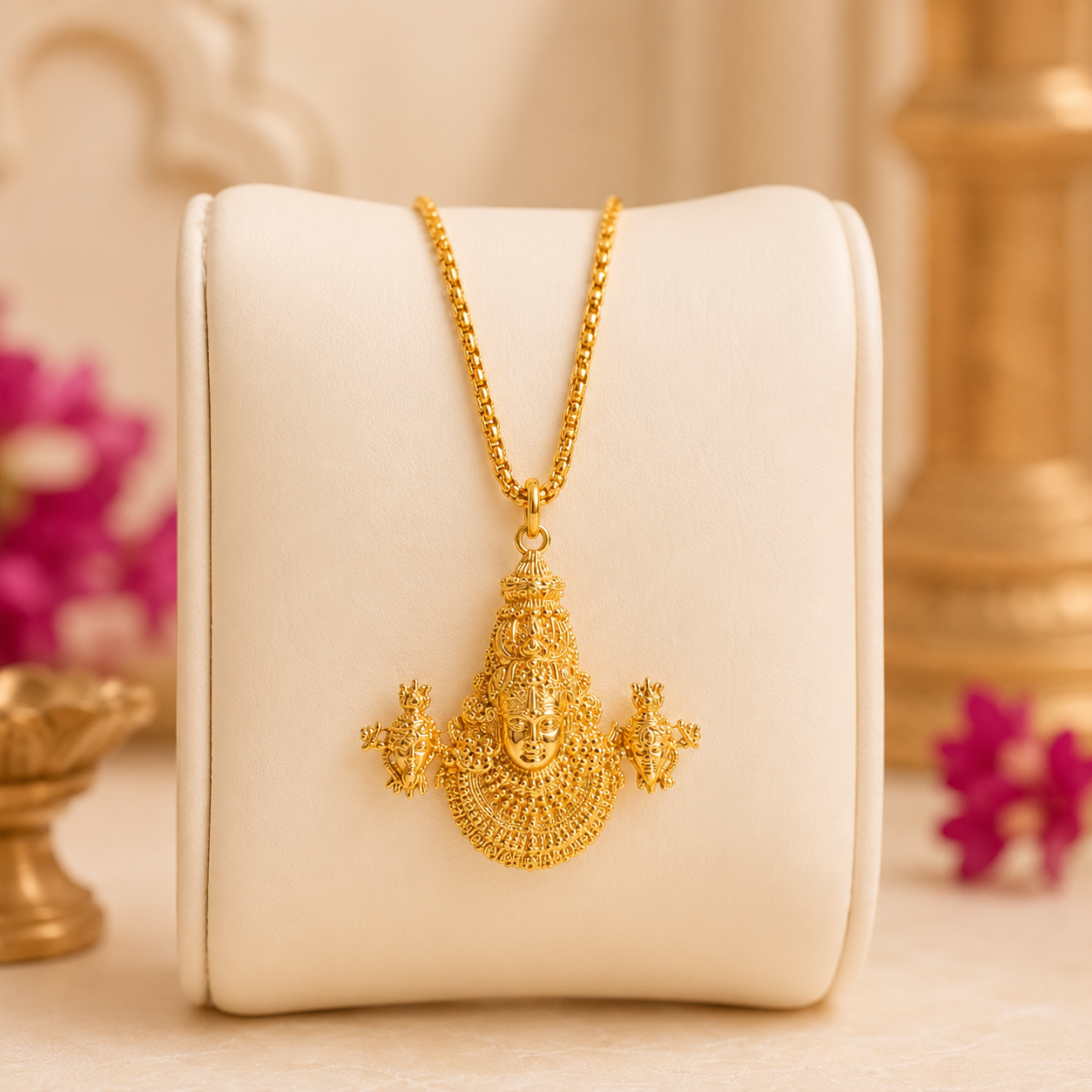 Tirupati Balaji Locket with Chain(Gold Plated)