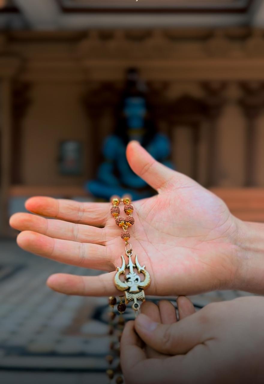 Mahakal Locket with Rudraksha Mala - Free Rudraksha Bracelet (Certified)