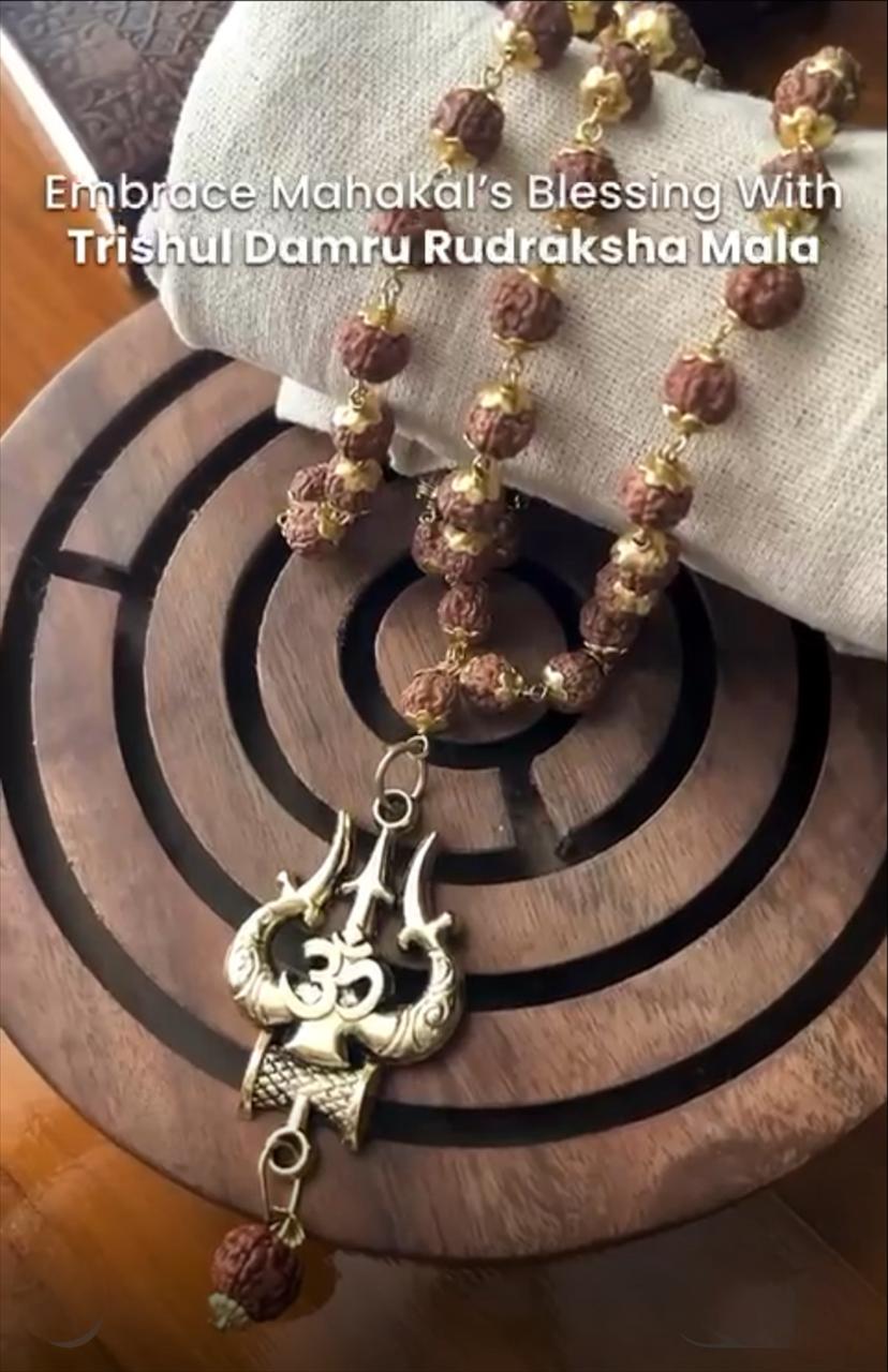 Mahakal Locket with Rudraksha Mala - Free Rudraksha Bracelet (Certified)