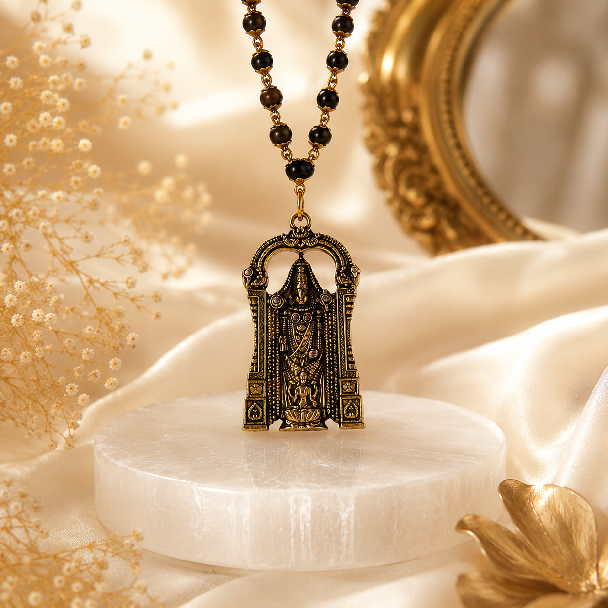 Shri Venkateshwara Mala(Gold Plated) - Free Rudraksha Bracelet