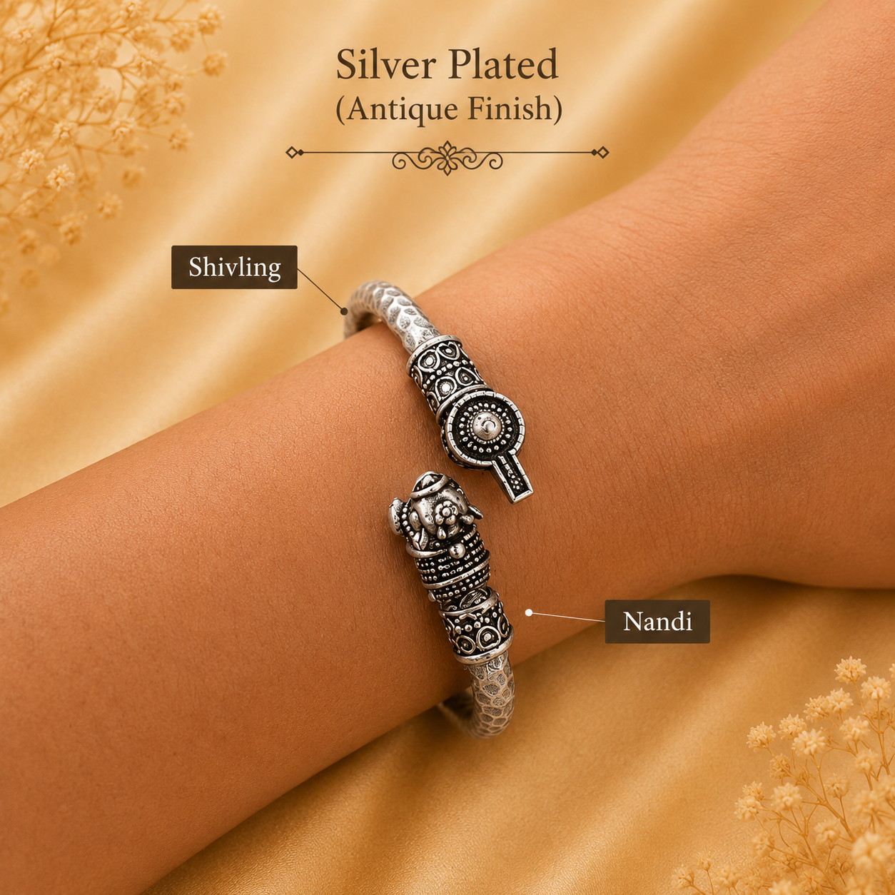 Shiv Nandi Kada (Remove all Obstacles) - Silver Plated - (๐๐ฎ๐ฒ๐ ๐๐๐ญ๐ ๐
๐ซ๐๐)