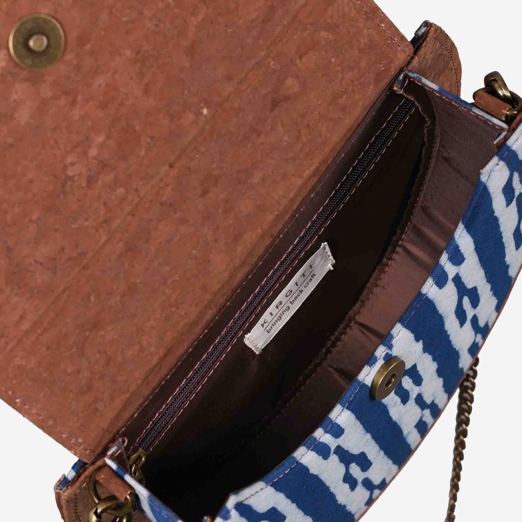 Indigo Fork Dabu Printed and Vegan Leather Moon Sling