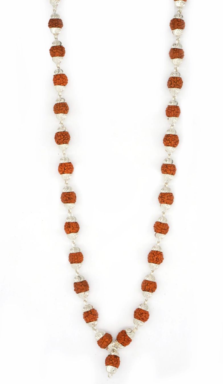 Pure Silver Rudraksha Mala (Certified)