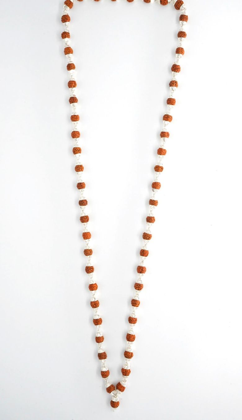 Pure Silver Rudraksha Mala (Certified)
