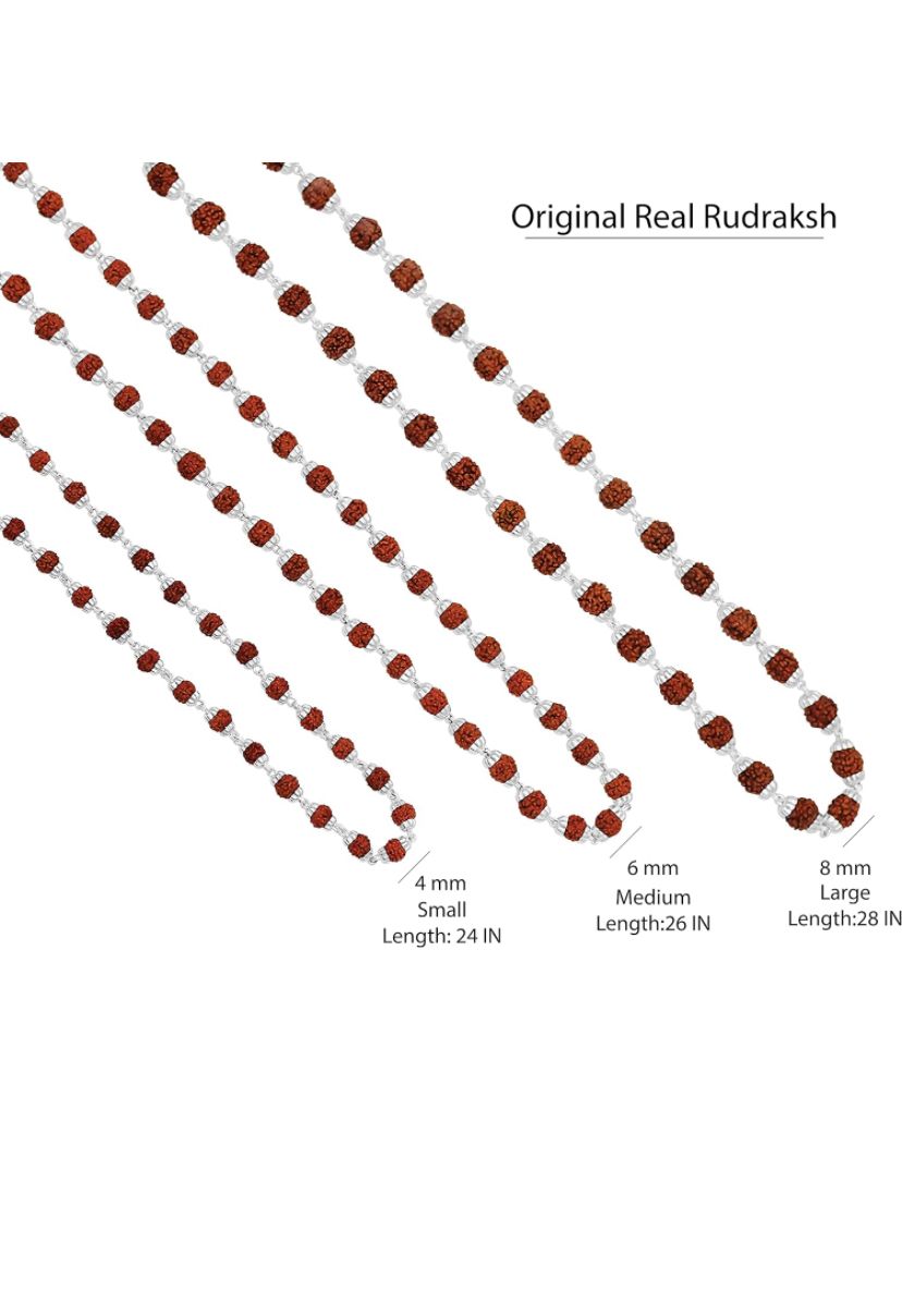 Pure Silver Rudraksha Mala (Certified)
