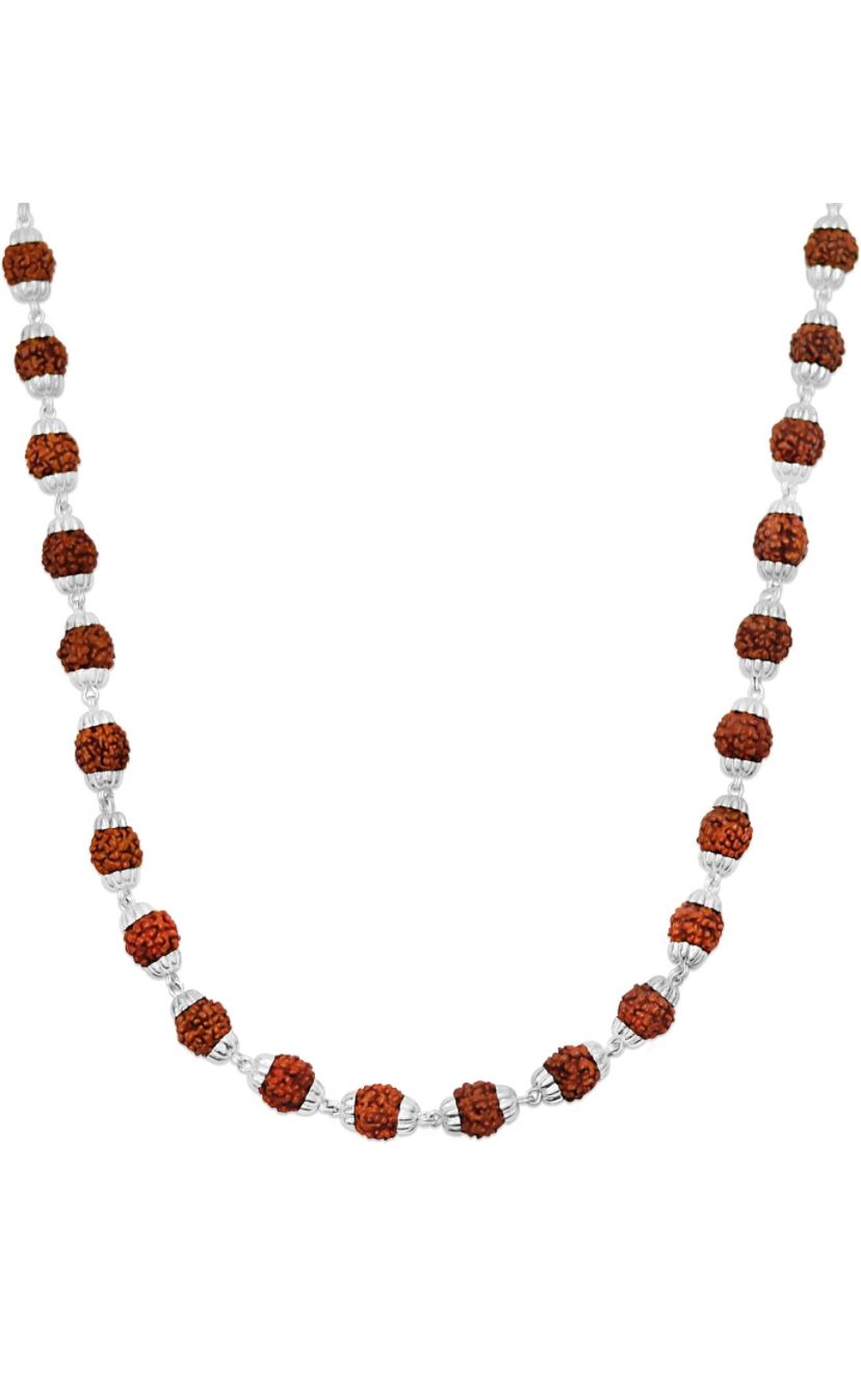 Pure Silver Rudraksha Mala (Certified)