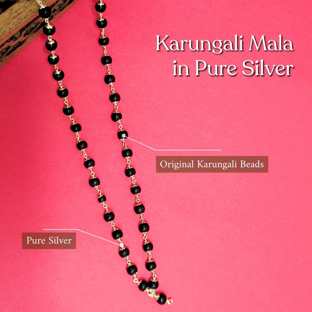 Original Karungali Mala in Pure Silver (Certified)