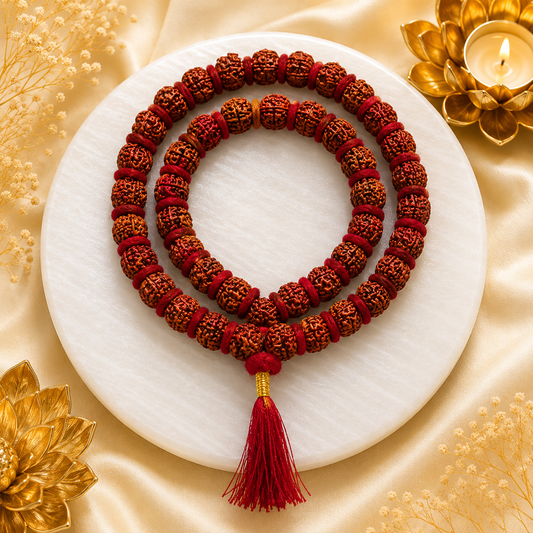 5 Mukhi Natural Rudraksh Kantha Mala (Certified)