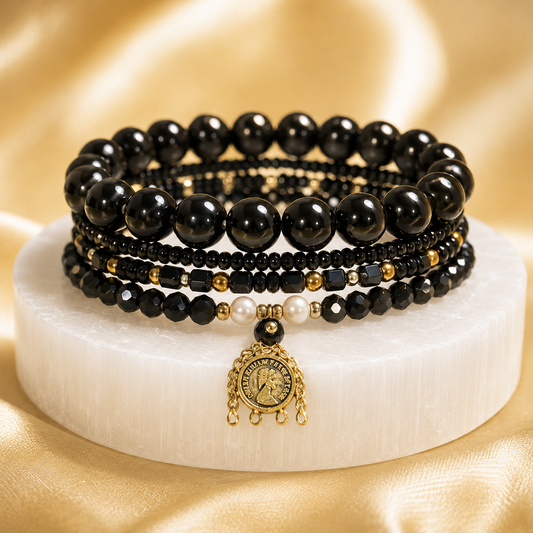 Black Tourmaline ( Set of 6 Bracelets )