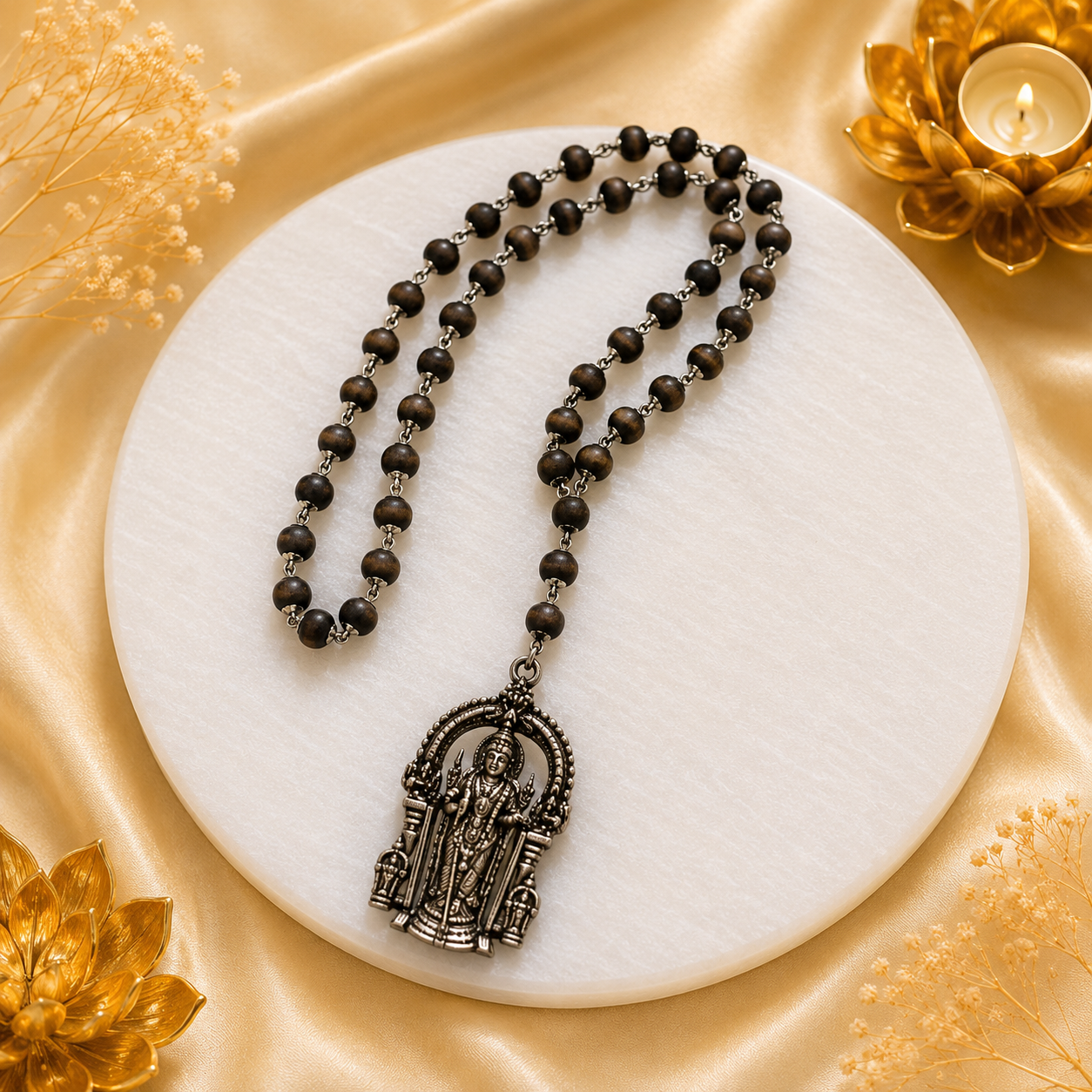 The Murugan Karungali Mala - Free Rudraksha Bracelet