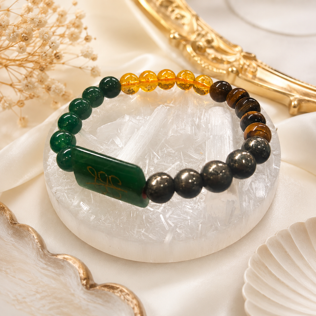 Money Magnet Crystal Bracelet with Free Selenite Charging Plate