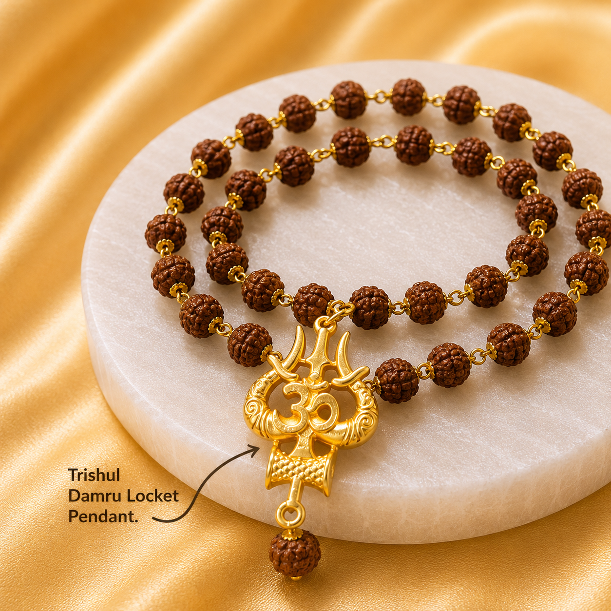 Mahakal Locket with Rudraksha Mala - Free Rudraksha Bracelet (Certified)