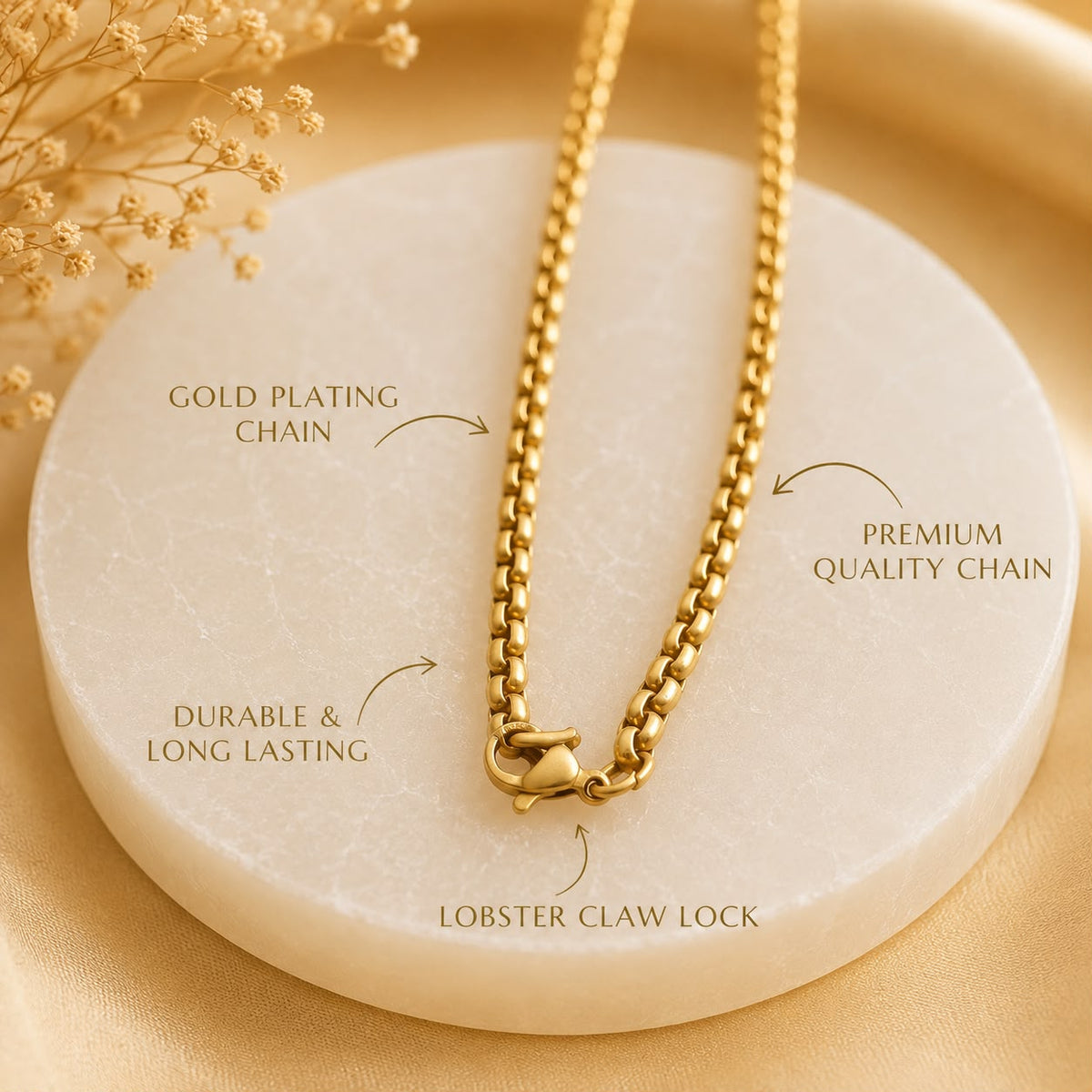 Tirupati Balaji Locket with Chain(Gold Plated)