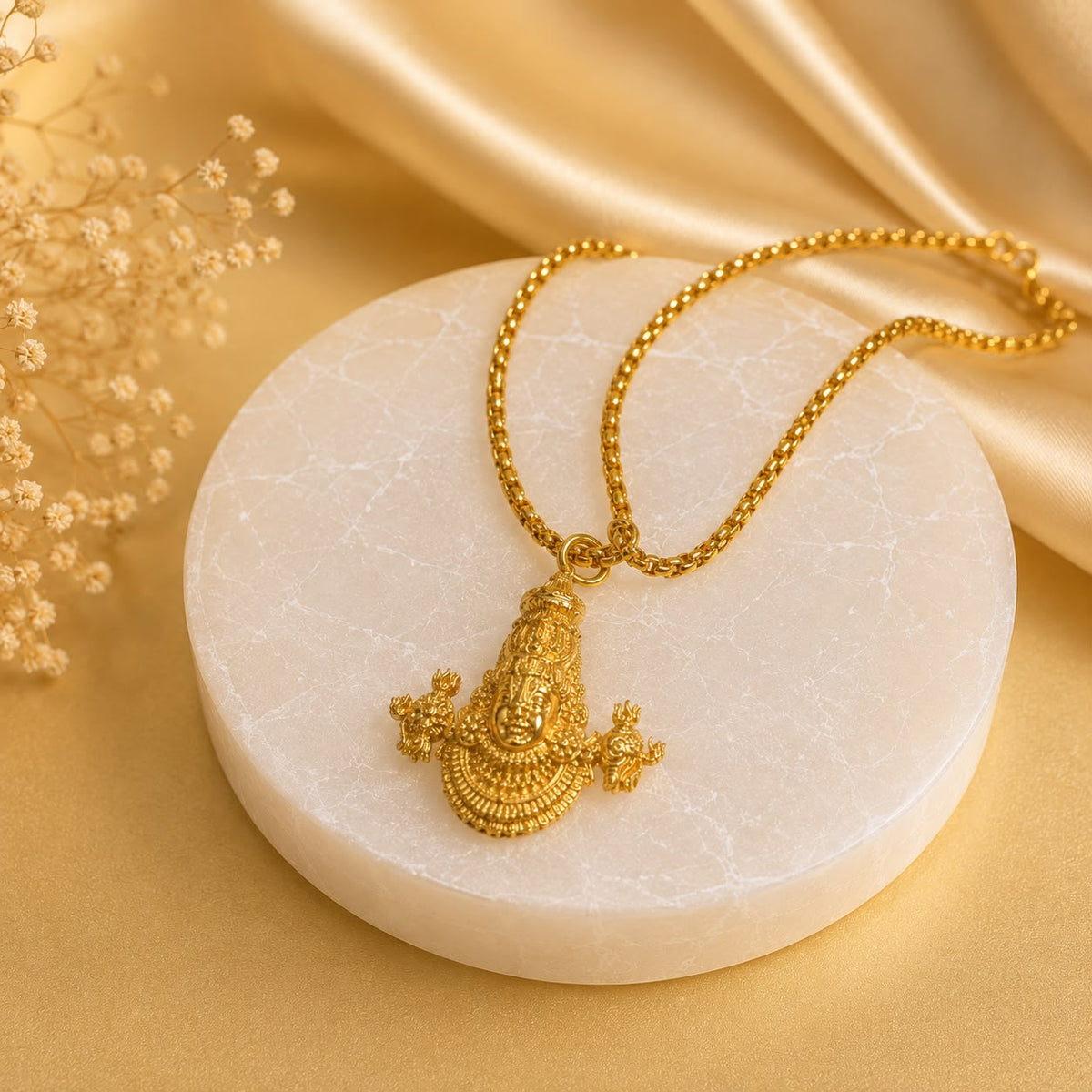Tirupati Balaji Locket with Chain(Gold Plated)