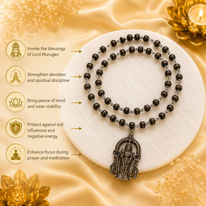 The Murugan Karungali Mala - Free Rudraksha Bracelet