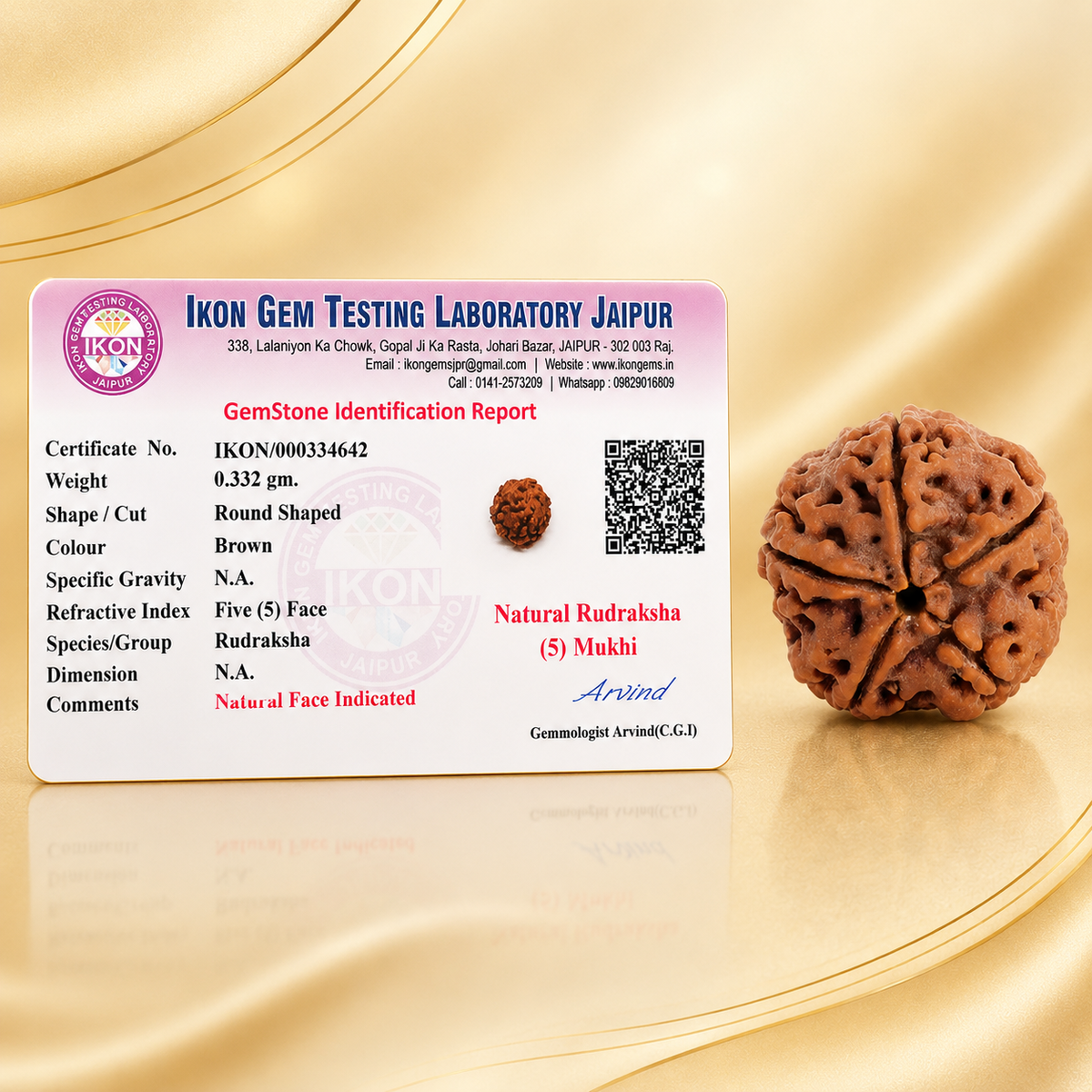 5 Mukhi Natural Rudraksh Kantha Mala (Certified)