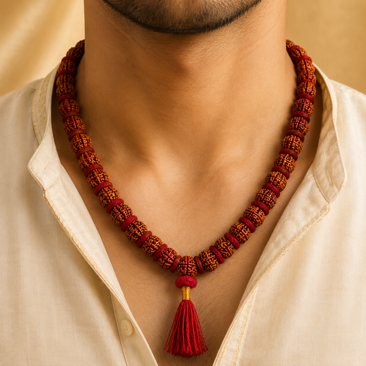 5 Mukhi Natural Rudraksh Kantha Mala (Certified)
