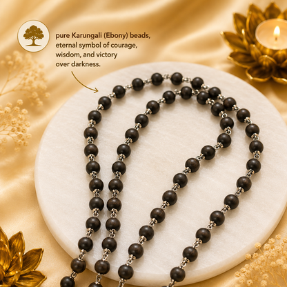 The Murugan Karungali Mala - Free Rudraksha Bracelet