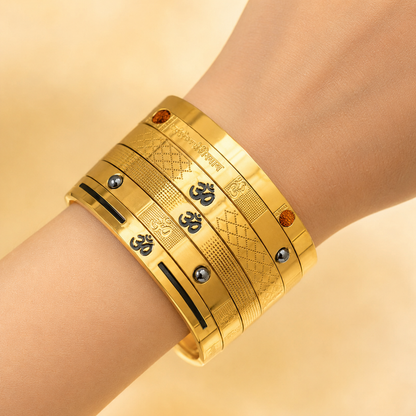 The Resilience Cuff 22k Gold Plated - Om 3