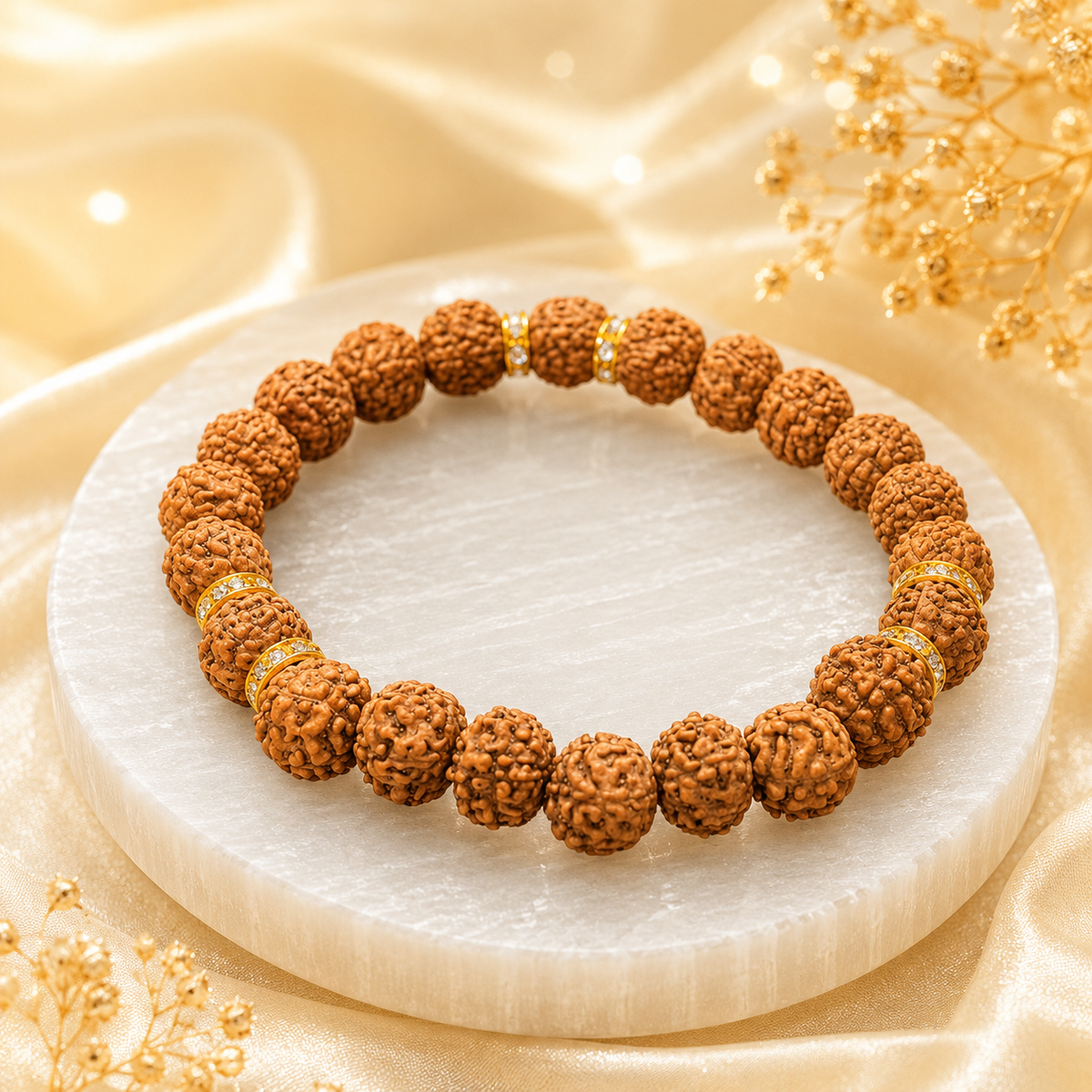 Authentic 5 Mukhi (Five-faced) Rudraksha Bracelet with 5 Mukhi Nepal Bead