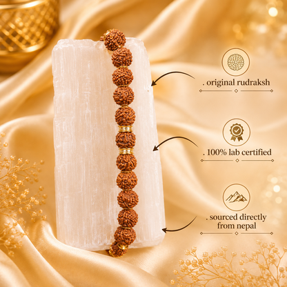 Authentic 5 Mukhi (Five-faced) Rudraksha Bracelet