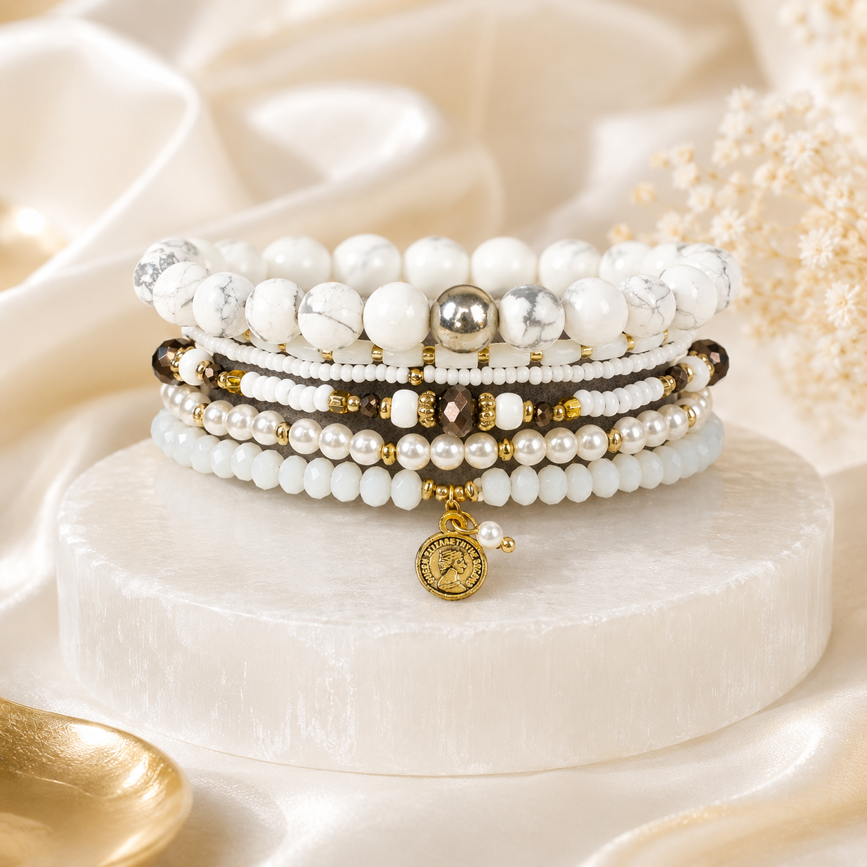 Find your Zen - Howlite Stack ( Set of 6 Bracelets )