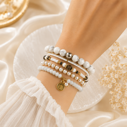 Find your Zen - Howlite Stack ( Set of 6 Bracelets )