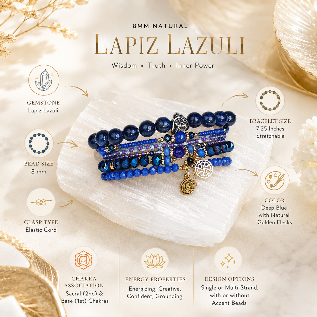 Discover Your True Self Stack - Lapiz Lazuli ( Set of 6 Bracelets )
