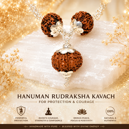 Hanuman Rudraksha Kavach for Inner Protection (Certified)