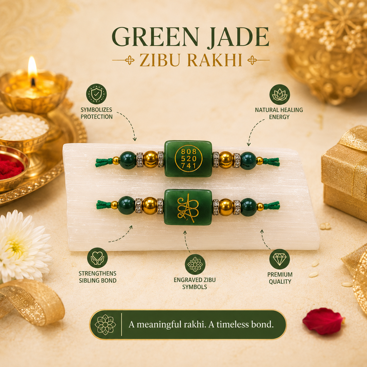 Green Zade Zibu Rakhi ( PACK OF 2 )
