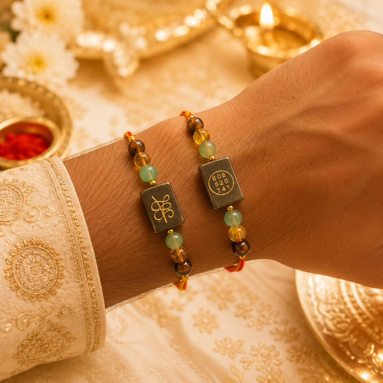 Pyrite Zibu Rakhi – Gemstone Edition (BUY 1 GET 1 FREE )