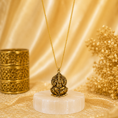 Ganesh Ji Locket with Chain (24K Gold Plated) - (Buy 1 Get 1)