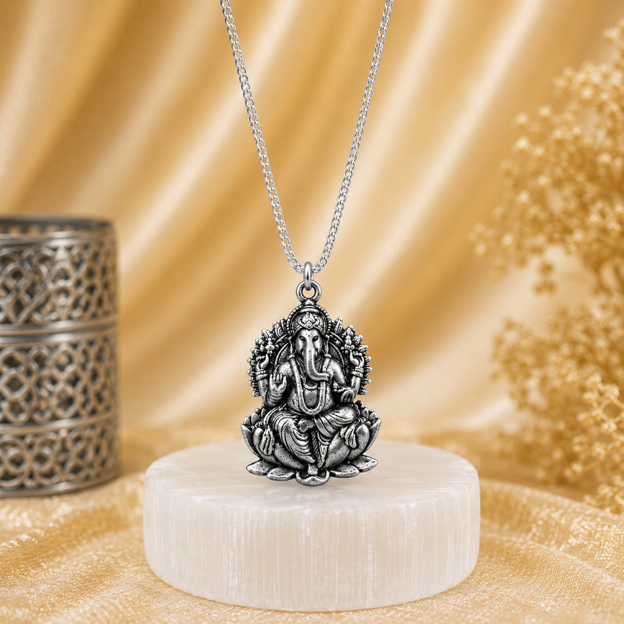 Ganesh Ji Locket with Chain - Free Rudraksha Bracelet