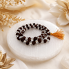 Natural Rudraksha And Diamond Cut Sphatik Mala (Certified)