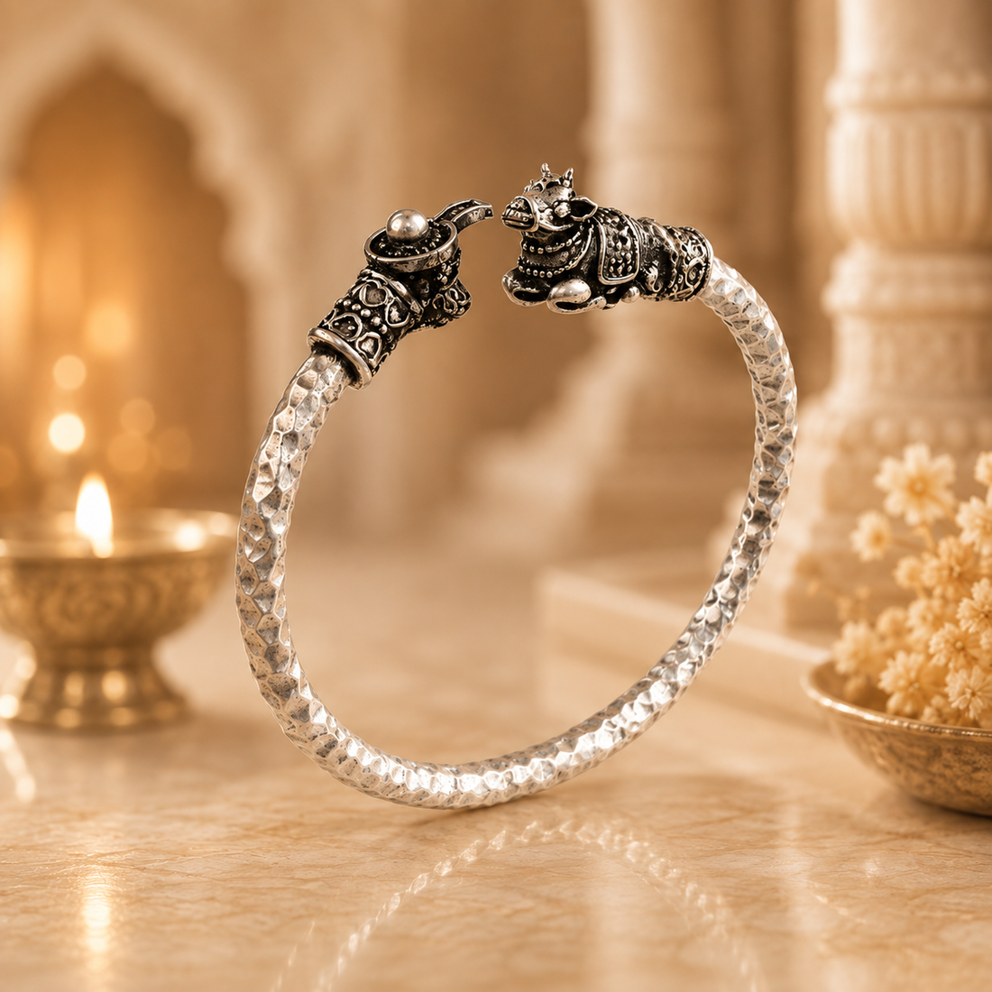 Shiv Nandi Kada  - Silver Plated - (𝐁𝐮𝐲𝟏 𝐆𝐞𝐭𝟏 𝐅𝐫𝐞𝐞)