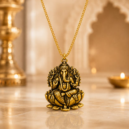 Ganesh Ji Locket with Chain (24K Gold Plated)
