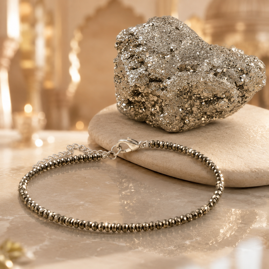 Raw Pyrite Anklet & Raw Pyrite Stone Combo