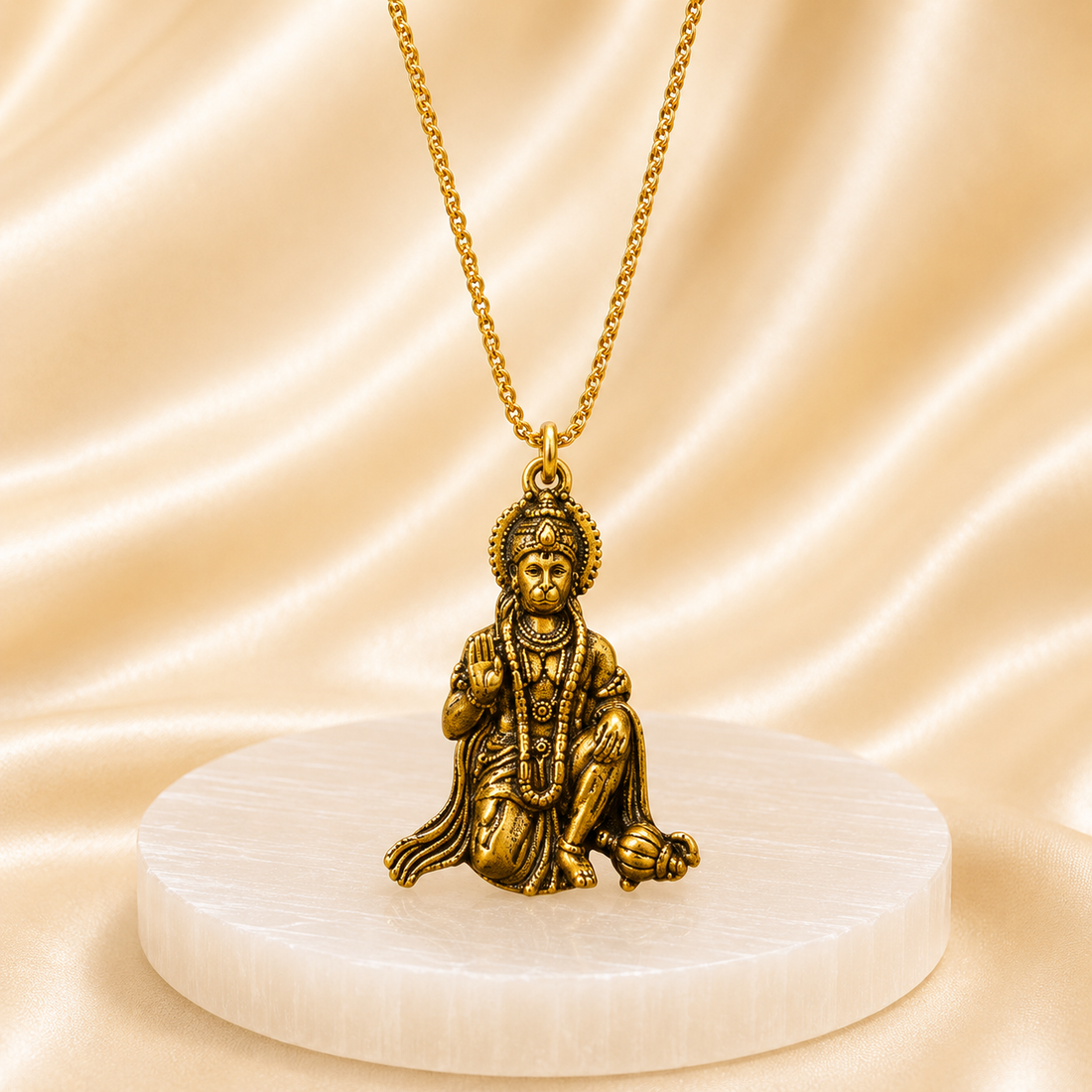 Bajrang Bali Locket and Chain— 18K Gold Plating