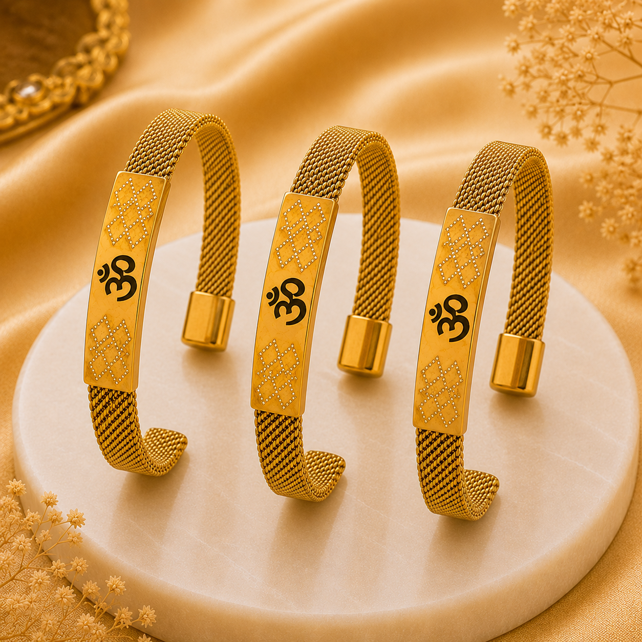 The Resilience Cuff 22k Gold Plated - Om 1