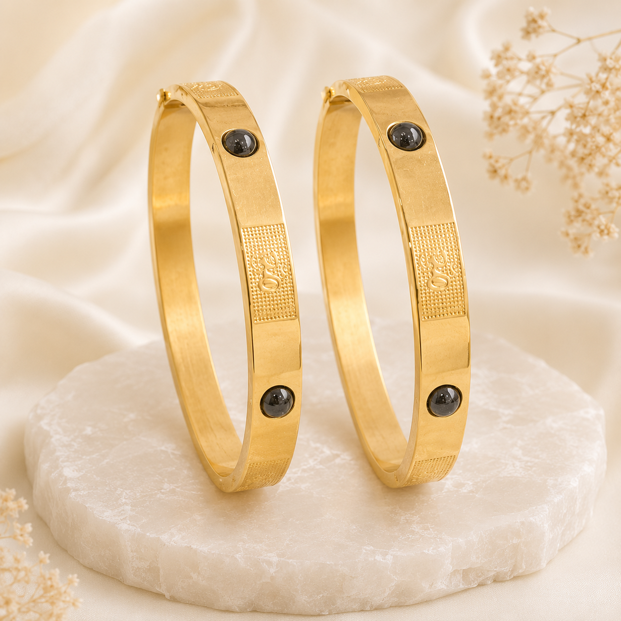 The Resilience Kada ( 18 K Gold Plated ) - Pyrite