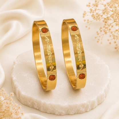 The Resilience Kada ( 18 K Gold Plated ) - Rudraksha